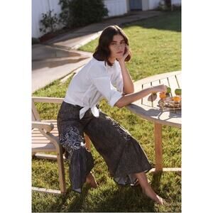 NWT /  Anthropologie / Pilcro Oceana Wide-Leg Pants / Blooming Print / sz 8